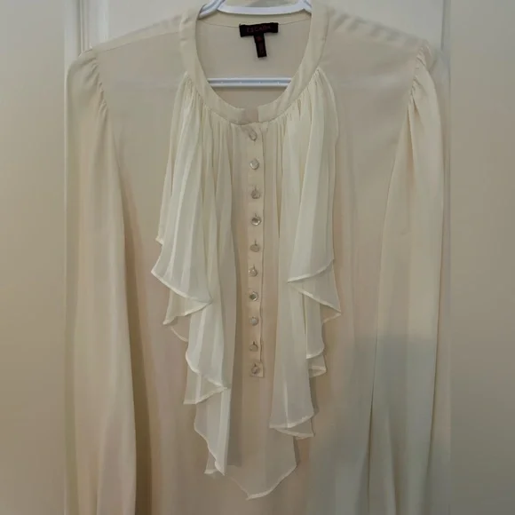 Escada Cream Silk Ruffle Blouse - Picture 2 of 9
